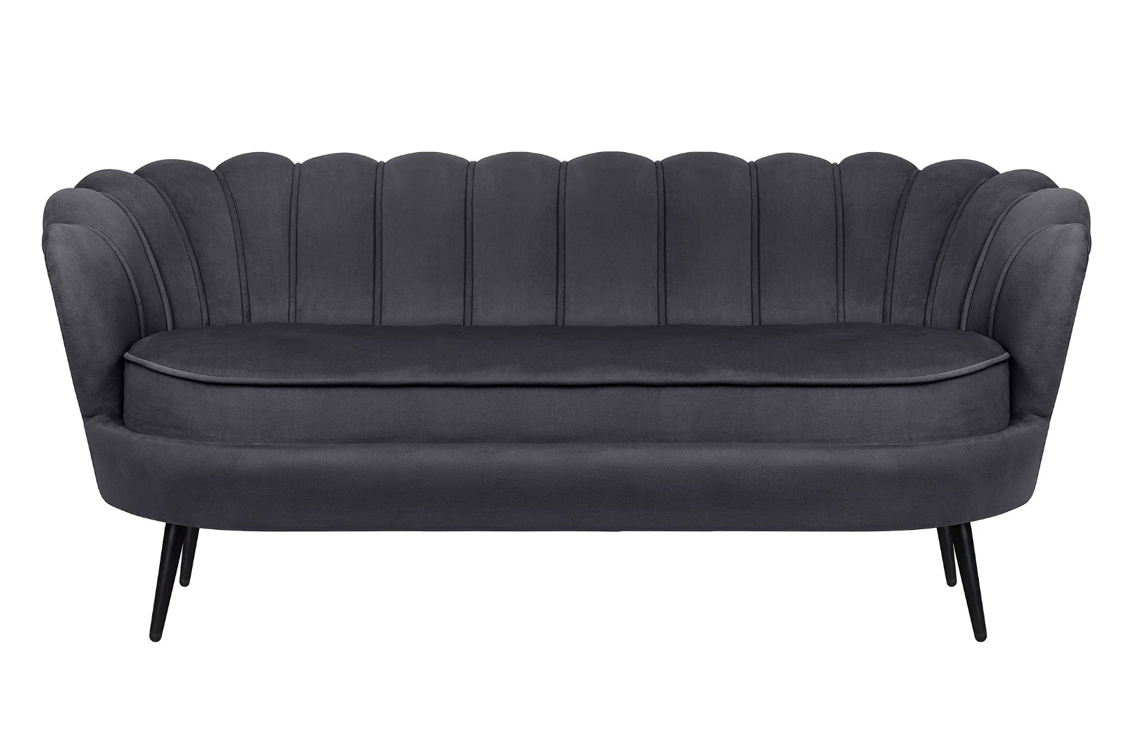 Диван ракушка для гостиниц Pearl Triple Black на черных ножках в интерьере