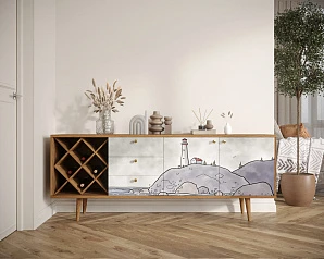 купить красивый Комод "Berber" удлиненный с бутылочницей арт BB15/Print_51