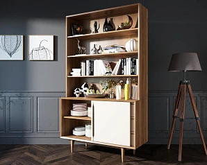 купить красивый Стеллаж "Bruni White" с дверками арт BR-01WH в интернет-магазине