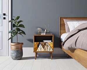 Тумбочка "Berber" с одним ящиком 08 принт арт BB06/Print_08, разноцветная