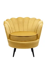 заказать стильное Низкое кресло ракушка Pearl Yellow на черных ножках