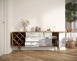 купить красивый Комод "Berber" удлиненный с бутылочницей арт BB15/Print_51