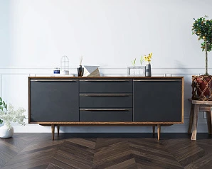 купить красивый Комод "Brun Black" с тремя ящиками и дверками арт BR-03/Black в интернет-магазине