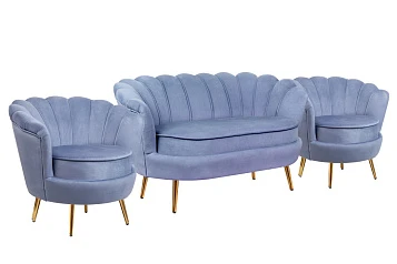 Комплект кресел и дивана ракушка Pearl Double Blue в интернет-магазине