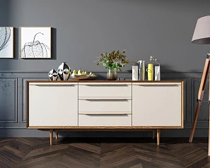 купить стильный Комод "Bruni white" с тремя ящиками и дверками арт BR-03WH в интернет-магазине
