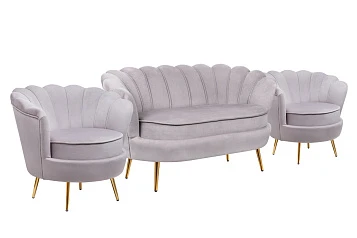 Комплект кресел и дивана ракушка Pearl Double Grey