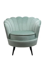 заказать Низкое кресло ракушка Pearl Green на черных ножках
