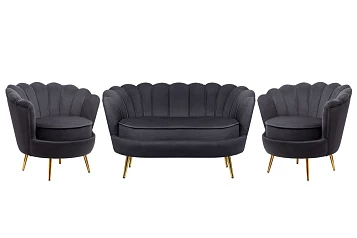 Комплект кресел и дивана ракушка Pearl Double Black в интернет-магазине