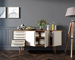 купить Комод "Bruni white" три дверки арт BR04WH в интернет-магазине