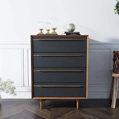 фото Комод "Bruni Black" на четыре ящика арт BR08Black в интерьере