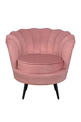 Низкое кресло ракушка Pearl Pink V3 на черных ножках в интерьере