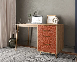 красивый Стол рабочий "Line" одной тумбой R23/red