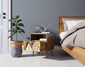 Тумбочка "Berber" с одним ящиком 08 принт арт BB06/Print_08, разноцветная