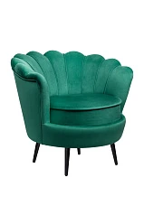 Низкое кресло ракушка Pearl Green V2 на черных ножках