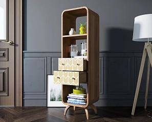 Стеллаж "Ellipse print" узкий с ящиками принт 1 арт EL17/print_01 в интернет-магазине