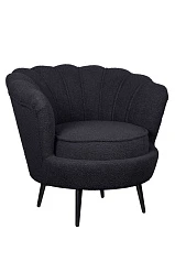 заказать Низкое кресло ракушка Pearl Black Boucle на черных ножках