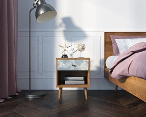 Тумбочка "Berber" с открытой полкой 39 принт арт BB33/Print_39, разноцветная в интерьере