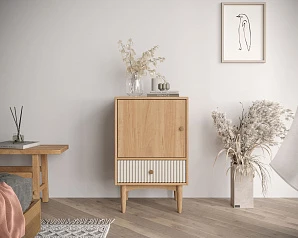 купить красивые Высокая тумба Bubble Solid с одним ящиком арт BBL12S, цвет - орех в интернет-магазине