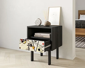 Тумбочка с нижним ящиком "Emerson" by Kandinsky арт EM17/Print_01 в интерьере