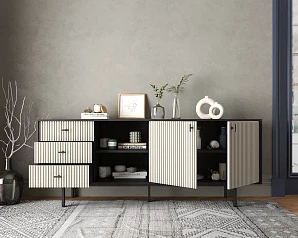 фото Комод с дверками и нишей "Emerson" арт EM15/milky/L