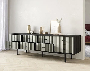 красивый Комод с восемью ящиками "Emerson" арт EM03/gray/L