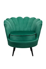 красивое Низкое кресло ракушка Pearl Green V2 на черных ножках на заказ