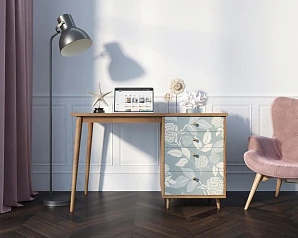 красивый Стол рабочий "Berber" принт 39 с одной тумбой арт BB31/Print_39 на заказ