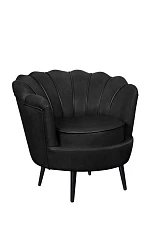 Низкое кресло ракушка Pearl Black V2 на черных ножках