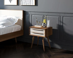 фото Тумба для прихожей в Скандинавском стиле "Bruni white" с двумя ящиками в интерьере