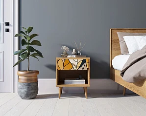 стильные Тумбочка "Berber" с открытой полкой 08 принт арт BB33/Print_08, разноцветная