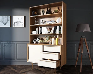 купить красивый Стеллаж "Bruni White" с дверками арт BR-01WH в интернет-магазине