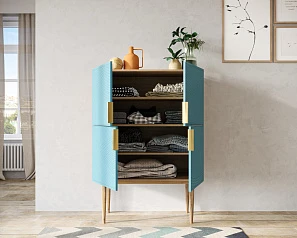 заказать Малый комод с четырьмя дверками на высоких ножках "Line" LN13/GR1/blue