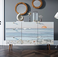 купить стильный Комод "Berber" с двумя дверками и ящиками принт 10 арт BB17/Print_10