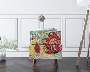 красивые Тумбочка "Berber" с двумя ящиками 6 принт арт BB03/Print_06, разноцветная на заказ