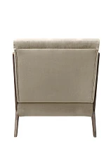 фото Низкое кресло с деревянными подлокотниками Mody Taupe коричневое в интерьере