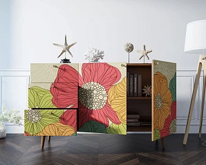 Комод "Berber" с двумя дверками и ящиками принт 5 арт BB17/Print_05 в интерьере