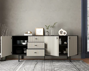 Комод с тремя дверками и тремя ящиками "Emerson" арт EM07/milky/L на заказ