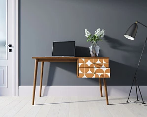 красивый Стол рабочий "Berber" принт 14 с одной тумбой арт BB20/Print_14 на заказ