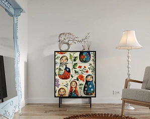 купить красивый Комод вертикальный с четырьмя ящиками "Emerson" Матрешки арт EM18/Art04