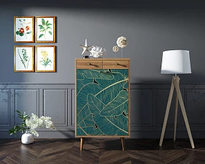 Комод "Berber" два ящика и дверки 41 принт арт BB46/Print_41 в интерьере