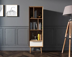 Узкий стеллаж "Bruni white" арт BR26WH в интерьере