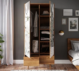 фото Шкаф двухстворчатый "Berber" принт 50 арт BB16/Print_50 в интерьере