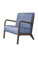 Низкое кресло с деревянными подлокотниками Mody Sky цвет синий в интернет-магазине