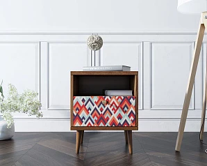 фото Тумбочка "Berber" с одним ящиком 2 принт арт BB06/Print_02, разноцветная