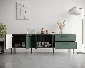 купить красивый Комод с четырьмя дверками и двумя ящиками "Nicole" арт NEM04G в интернет-магазине