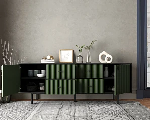 Комод две дверки и четыре ящика "Emerson" арт EM19/green/L