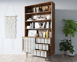 Стеллаж "Bruni print 1" с дверками арт BR-01/print_1 на заказ