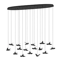 390353 Люстра диммируемая PARATEBUENO, 17X3W (LED), 3000K, 6460lm, L1480, B260, H2200, сталь, черный/сталь, пластик, черный никель, сатинированный