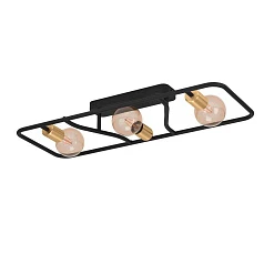 купить красивые 900367 Потолочный светильник MESSINARO, 3x40W, E27, L720, B280, H95, сталь, черный, матовая латунь