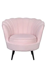 фото Низкое кресло ракушка Pearl розовый V2 на черных ножках в интерьере